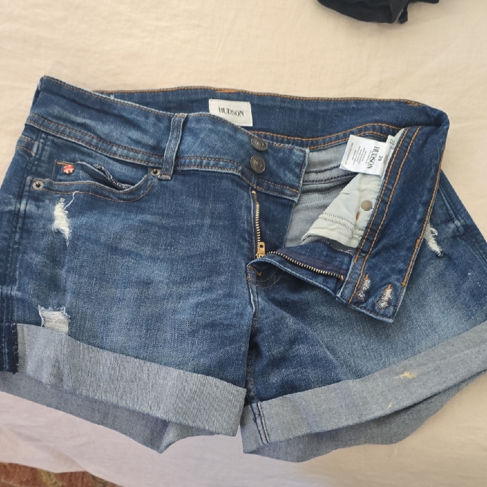 Hudson Jeans Women's Dark Blue Cuffed Denim Shorts
